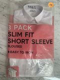 Slim Fit Short Sleeve Blouses Shirts / Pack of 3 / Size 3-4yrs