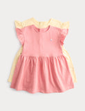 M&S 2 Pack Pure Cotton Jersey Cupcake Dresses / Size 9-12m