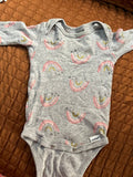 Gerber Baby Girl Bodysuit with Rainbow Print / Size 0-3m
