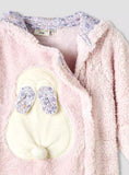 Juniors Hooded Closed Feet Romper with Fleece Texture - Long Sleeves / Size 6-9m