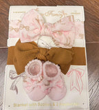 Marshalls x 2 Headbands, Booties & Blanket Set Fleece Blanket / Size 30x40”