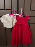 Penelope Red Dress with Fur Jacket / Size 18m