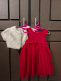 Penelope Red Dress with Fur Jacket / Size 18m