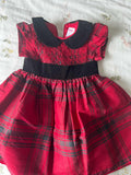 Gymboree Red Velvet & Plaid Silk Dress / Size 12-18M
