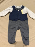 Giggles Baby Boy's Formal Romper with Vest & Bow Tie / Size Newborn