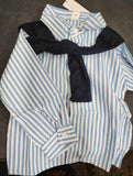 Shein Baby Boy's French Style Striped Shirt with Shawl Collar