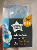Tommee Tippee Advanced anticollic Teats / Pack of 2 / Fast Flow / 0-6m+