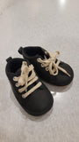 Zubaidas Black Baby Shoes with Cream Laces / Size 1 / 4.5 Inches