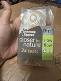 Tommee Tippee Closer to Nature Slow Flow Teats / Pack of 2 / Size 0m+
