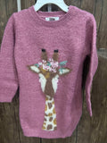 Primark Pink Knitted Sweater with Giraffe Appliqué / Size 4-5yrs